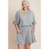 Fashnzfab Women's Plus Size Solid Rayon Modal Mini Romper In Grey