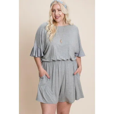 Fashnzfab Women's Plus Size Solid Rayon Modal Mini Romper In Grey