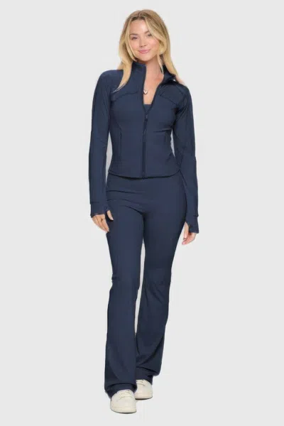 Fashnzfab Women's Premium Yoga Jacket W/jumpsuit Set In Blue