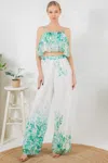 Fashnzfab Women's Printed Crop Top & Wide Leg Long Pants Set In Multi