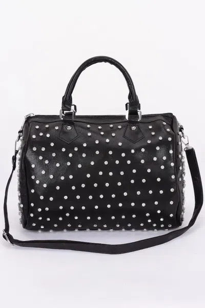 Fashnzfab Women's Rhinestone Studded Bowling Bag In Black