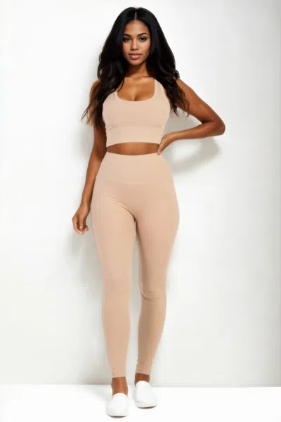 Fashnzfab Women's Ribbed Crop Top & Leggings Set In Multi