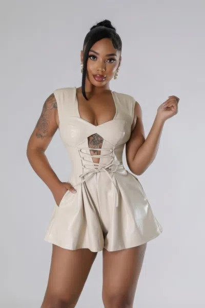 Fashnzfab Women's Semi-stretch Romper In White
