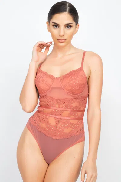 Fashnzfab Women's Sheer Lace Floral Padded Bodysuit In Multi