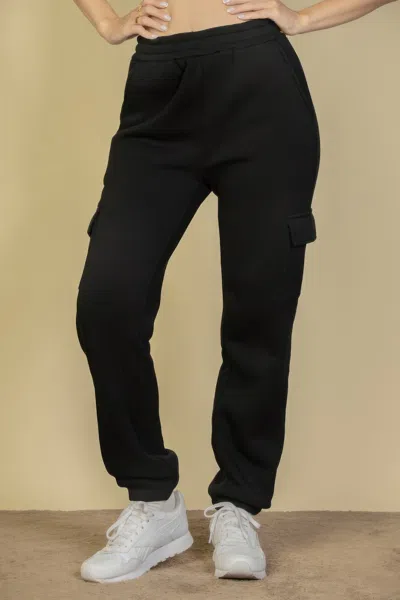 Fashnzfab Women's Side Pocket Drawstring Waist Sweatpants In Black