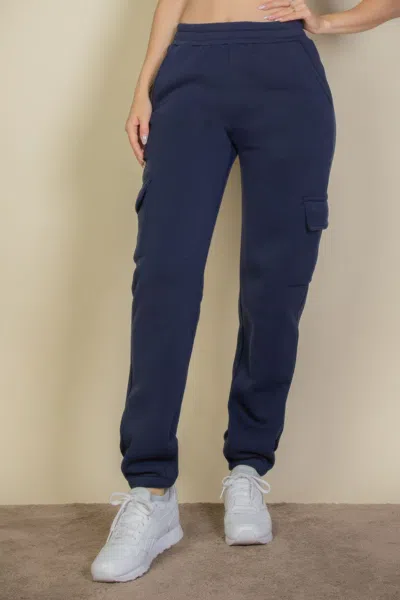 Fashnzfab Women's Side Pocket Drawstring Waist Sweatpants In Blue