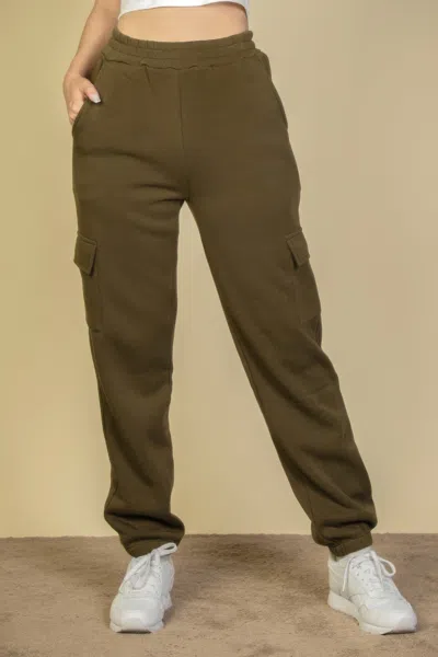 Fashnzfab Women's Side Pocket Drawstring Waist Sweatpants In Green