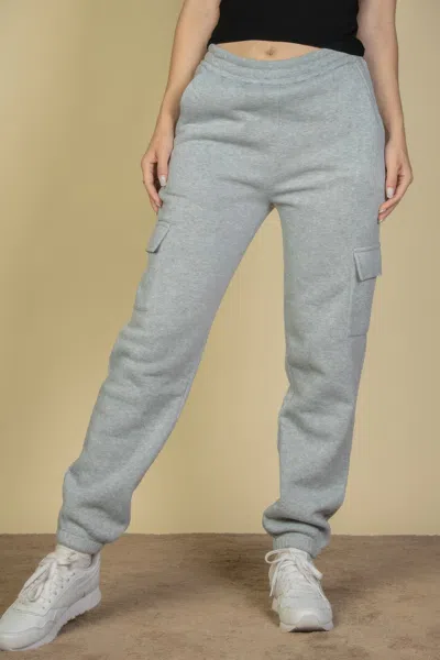 Fashnzfab Women's Side Pocket Drawstring Waist Sweatpants In Grey
