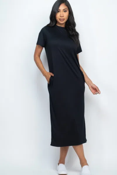 Fashnzfab Women's Side Pocket Tee Dress In Black