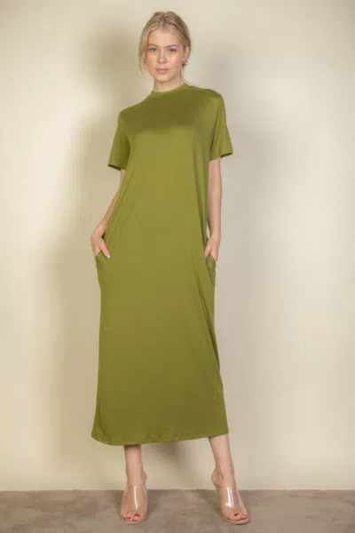 Fashnzfab Women's Side Pocket Tee Dress In Green