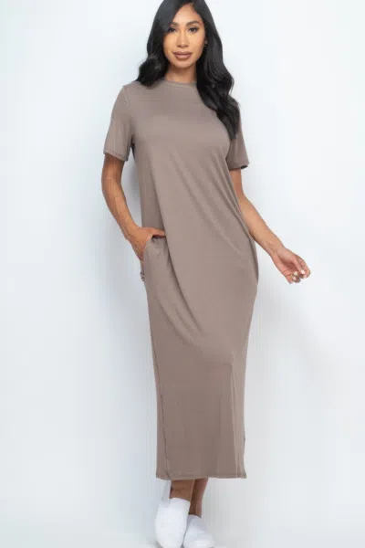 Fashnzfab Women's Side Pocket Tee Dress In Grey
