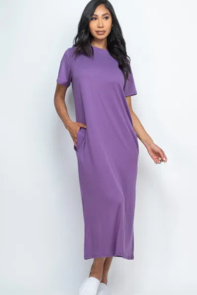 Fashnzfab Women's Side Pocket Tee Dress In Purple
