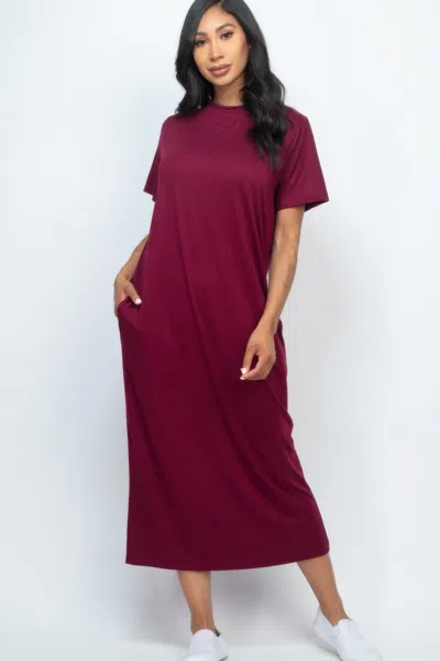 Fashnzfab Women's Side Pocket Tee Dress In White