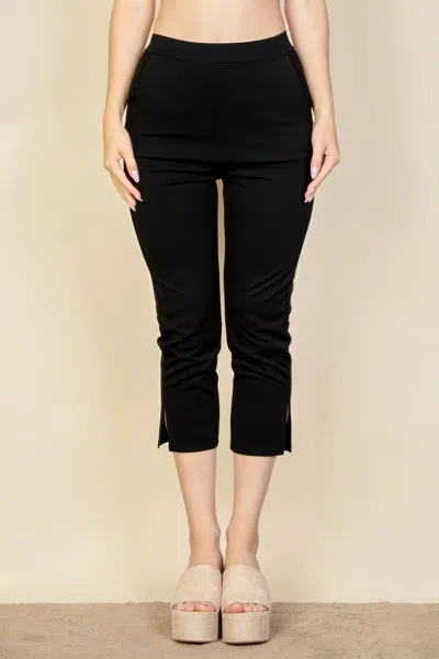 Fashnzfab Women's Slit Hem Cropped Pants In Black
