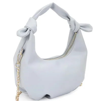 Fashnzfab Women's Smooth Round Handle Zipper Bag In White