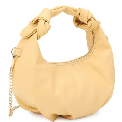 Fashnzfab Women's Smooth Round Handle Zipper Bag In Yellow