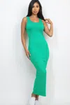 Fashnzfab Women's Solid Basic Maxi Dress In Green