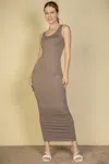 Fashnzfab Women's Solid Basic Maxi Dress In Grey