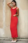 Fashnzfab Women's Solid Basic Maxi Dress In Red
