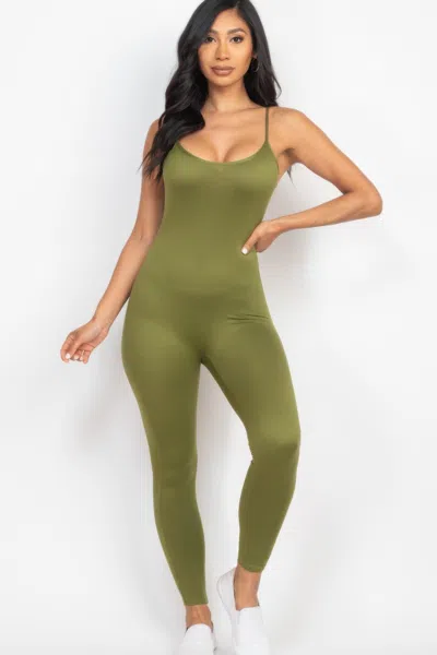 Fashnzfab Women's Solid Bodycon Cami Jumpsuit In Multi