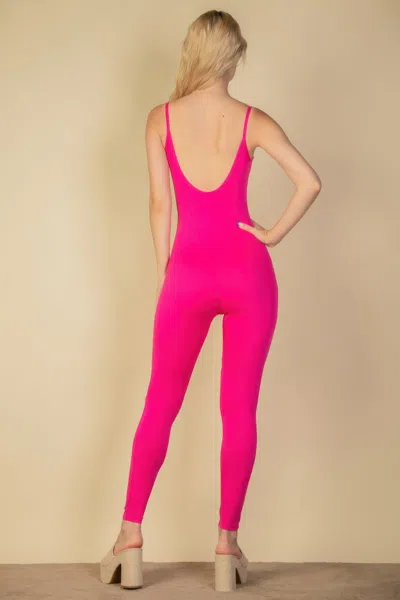 Fashnzfab Women's Solid Bodycon Cami Jumpsuit In Pink