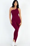 Fashnzfab Women's Solid Color One Shoulder Jumpsuit In White