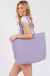 Fashnzfab Women's Solid Crochet Straw Bag In Purple