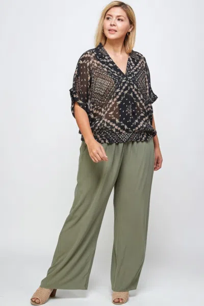 Fashnzfab Women's Solid Full Length Wide Leg Palazzo Pants In Green