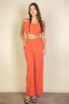 Fashnzfab Women's Solid Tank Top & Wide Leg Pants In Multi