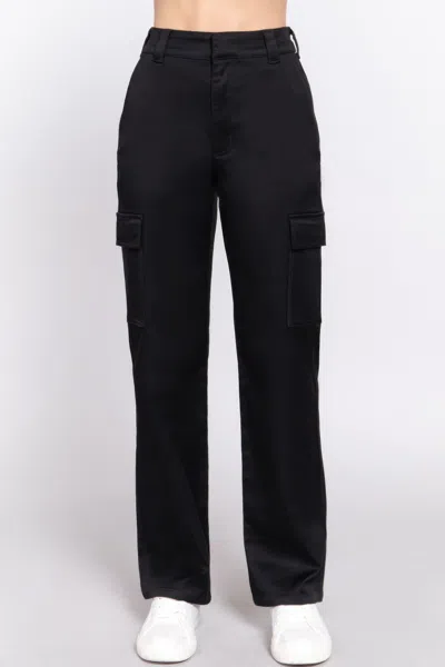 Fashnzfab Women's Straight Fit Long Pants In Black