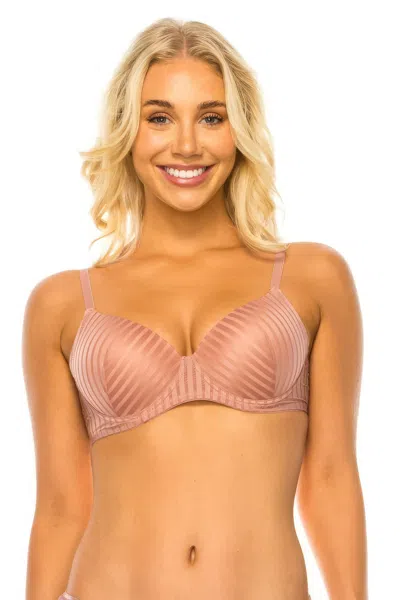 Fashnzfab Women's Stripe Lace Bra In Beige