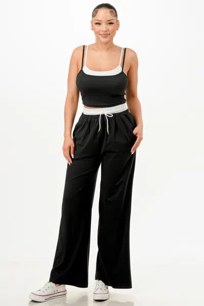 Fashnzfab Women's Tank Top And Sweatpant Set In Black