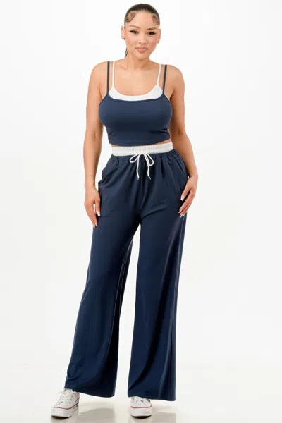 Fashnzfab Women's Tank Top And Sweatpant Set In Blue