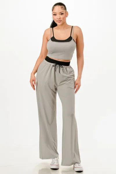 Fashnzfab Women's Tank Top And Sweatpant Set In Grey
