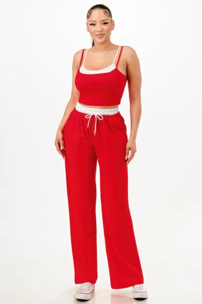 Fashnzfab Women's Tank Top And Sweatpant Set In Red