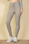 Fashnzfab Women's Tie-front Ribbed Lounge Leggings In Grey