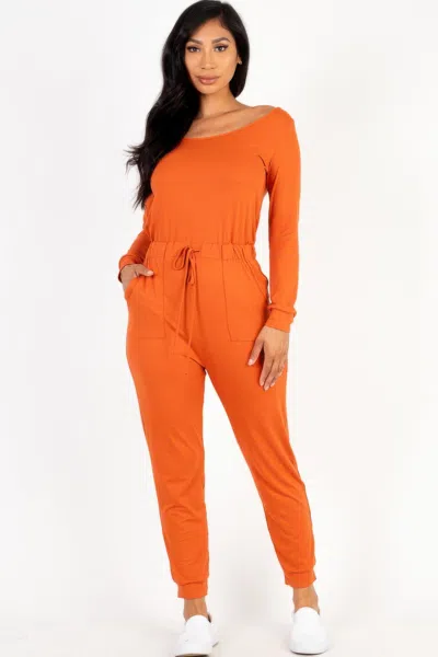 Fashnzfab Women's Tie Waist Long Sleeve Jumpsuit In Yellow