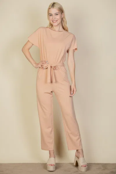 Fashnzfab Women's Tie Waist Relaxed Jumpsuit In Green
