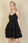 Fashnzfab Women's Tiered Cami Swing Dress In Black