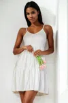 Fashnzfab Women's Tiered Cami Swing Dress In White