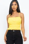 Fashnzfab Women's Tiered Shirred Body Crop Top In Yellow