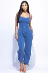 Fashnzfab Women's Washed Jumpsuit With Adjustable Ankle In Multi