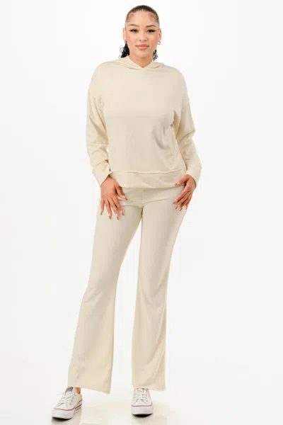 Fashnzfab Women's Washed Sweat Two-piece Set In White