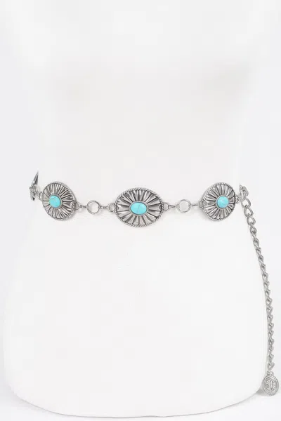 Fashnzfab Women's Western Style Metal Chain Belt In White