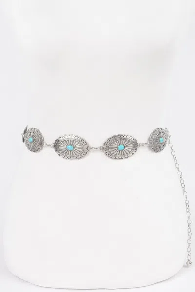 Fashnzfab Women's Western Style Metal Chain Belt In White