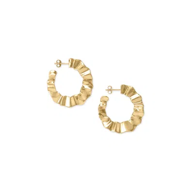 Fashnzfab Wonderfully Wavy! 14 Karat Gold Plated Flat Wavy Hoop Earrings