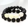 Fashnzfab Wood Ball Beaded Stretch Layered Bracelets In Black