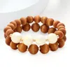 Fashnzfab Wood Ball Beaded Stretch Layered Bracelets In Brown