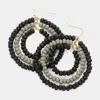 Fashnzfab Wood Ball Cluster Triple Open Circle Link Dangle Earrings - Black In Black