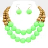 Fashnzfab Wood Ball Double Strand Statement Necklace In Multi